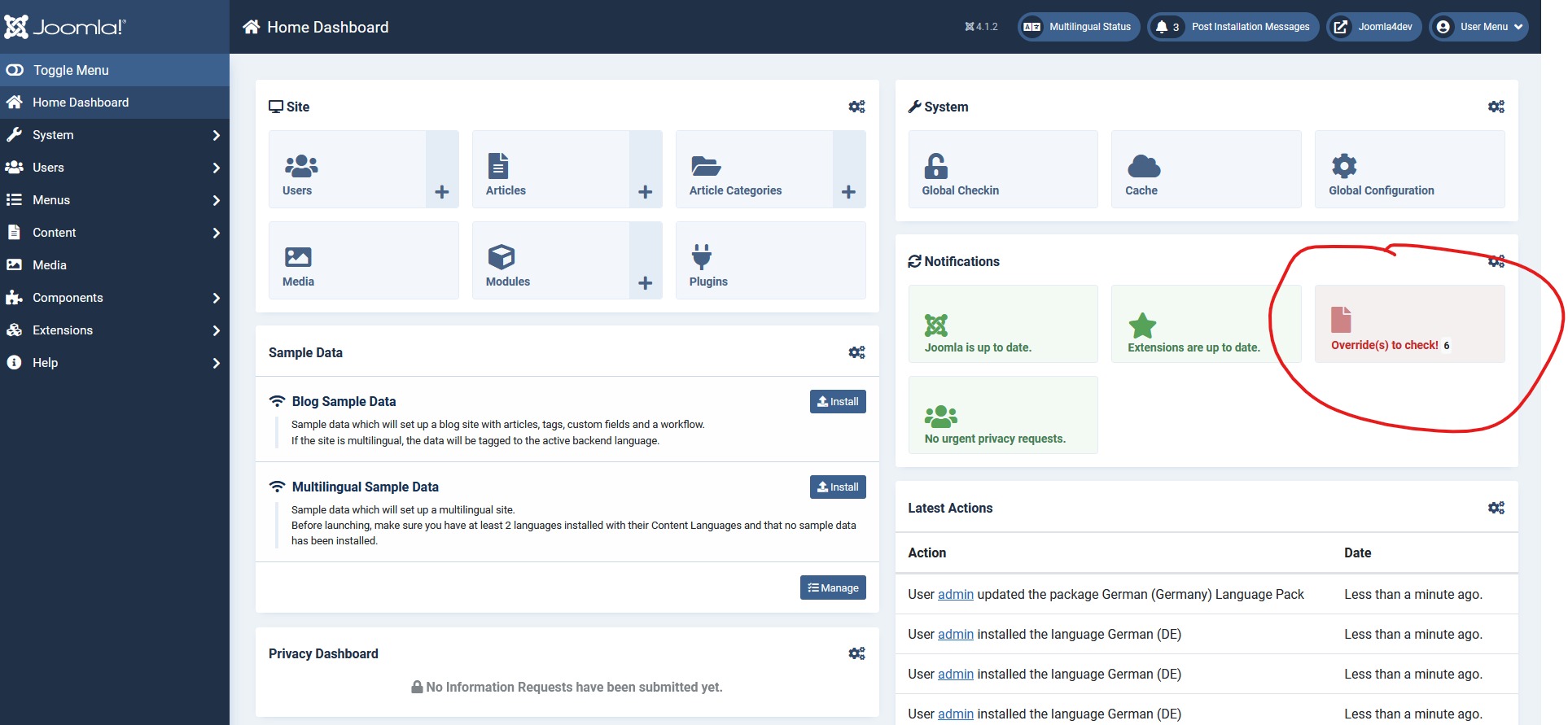 Joomla 4 overrides to check